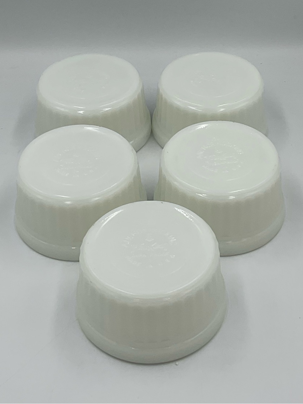 Vintage Anchor Hocking Fire-King White Milk Glass Oven-Safe Ramekins - Set of 5 - Picture 6 of 7